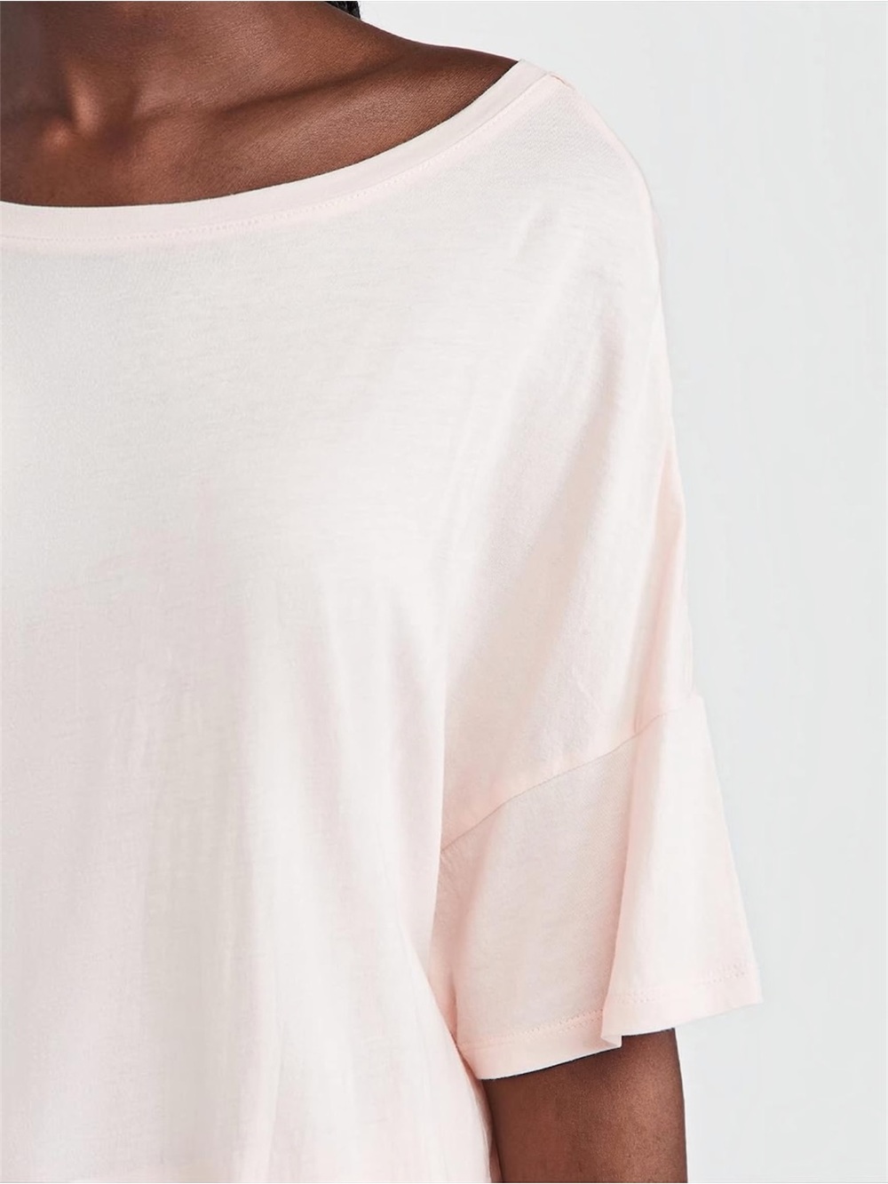 Eileen Fisher Organic Cotton Slub Bateau Neck Box Top L/G Pale Pink S19SOJ